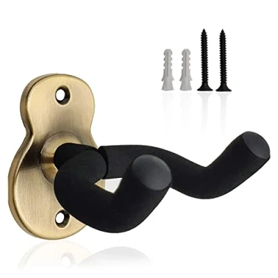 Abbildung von ZHOUSTOU Gitarrenhalter für Die Wand Gitarren Wandhalterung Metall Aufhänger Gitarrenwandhalter Platzsparend Akustikgitarre klassische Gitarre E Bass Ukulele (Bronze)