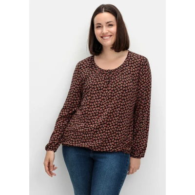 Abbildung von Sheego Langarmshirt, Damen, Größe: 46, Rostrot gemustert