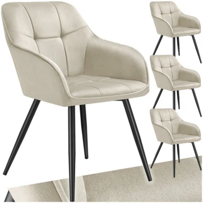 Abbildung von tectake Esszimmerstuhl Marilyn (4er Set, 4 St), gepolstert, in Samtoptik, gesteppt