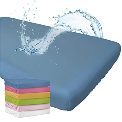 Abbildung von WhizProducts Spannbettlaken mit integriertem Matratzenschoner 70 x 140 cm (Blau) für Babybett
