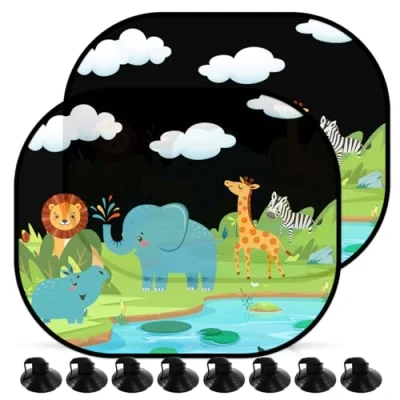 Abbildung von Sonnenschutz Auto Baby,44x35cm für Auto,Universeller Sonnenblende mit UV Schutz,Auto Sonnenschutzprodukte Kinder 8 Saugnäpfen,für Baby Mädchen Jungen