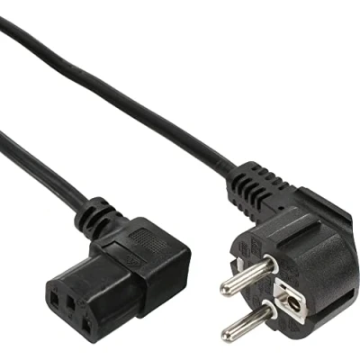 Abbildung von InLine 16651L Netzkabel, Schutzkontakt gewinkelt auf Kaltgerätestecker C13 gewinkelt, 0,5m, grau