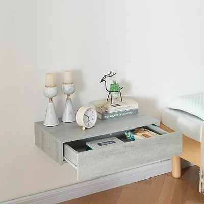 Abbildung von en.casa Wandregal, »Kärsämäki« mit Schublade Betonoptik