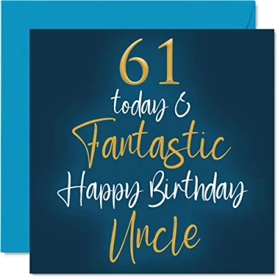 Abbildung von Stuff4 Fantastische Geburtstagskarte zum 61. Geburtstag für Onkel 61 Today &amp; Fantastic von Nichte, Neffe, Onkel, Geburtstagsgeschenke, 145 mm x
