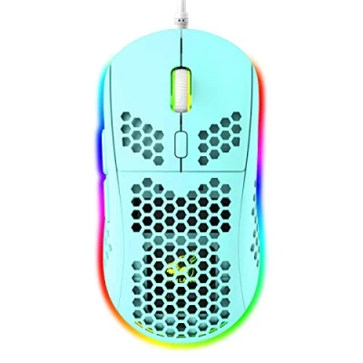 Abbildung von RGB Bienenwabe Leicht Gaming Maus, 6 Programmierbare Tasten, Hintergrundbeleuchtungsmodi und 6400 DPI Einstellbar, USB Kabel, Plug &amp; Play, Kompatibel mit Windows, Mac, Laptop, PS4, XBox Grün