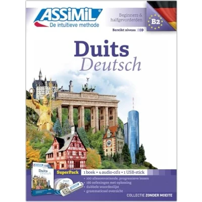 Abbildung von ASSiMiL Duits Audio Sprachkurs Plus Niveau A1 B2: Deutschkurs auf Niederländisch für Anfänger und Wiedereinsteiger, Lehrbuch + 4 CDs MP3 Audiodateien USB Stick (Senza sforzo)