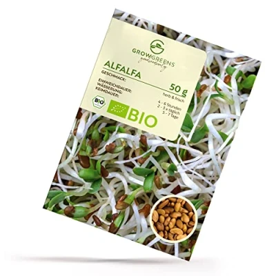 Abbildung von BIO Alfalfa Sprossen Samen 50g Microgreens Saatgut ideal für die Anzucht von knackigen Keimsprossen im Keimglas