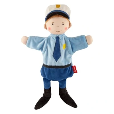 Abbildung von sigikid Handspielpuppe Polizist PLÜSCHFIGUR FÜRS Puppenspiel Babyspielzeug für Kinder, Größe: One Size, Blau