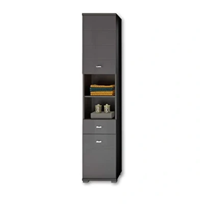 Abbildung von POOL Badezimmer Hochschrank in Anthrazit Moderner Badezimmerschrank Bad Schrank mit viel Stauraum 38 x 190 30 cm (B/H/T)