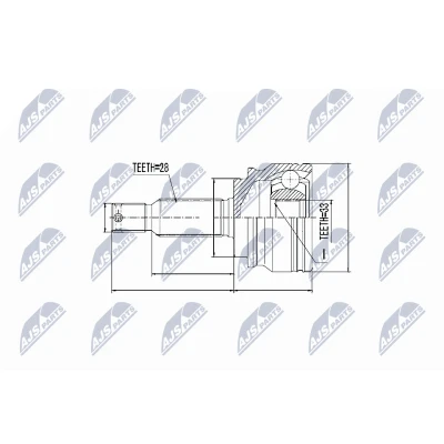 Abbildung von NTY NPZ CH 010 Gelenksatz Vorderachse, radseitig JEEP: Compass, DODGE: Caliber, MITSUBISHI: Outlander 2 SUV