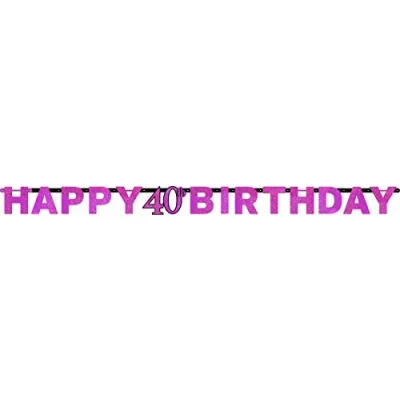 Abbildung von Buchstabengirlande Happy 40 Birthday Sparkling Pink 213x16cm pro Einheit