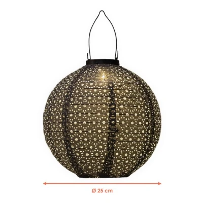 Abbildung von LED Solar Textil Lampion rund grau 25 cm Garten Deko Beleuchtung warm weiß Solarleuchte Laterne Leuchtkugel Dekoleuchte Partylicht für Außen wetterfest