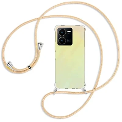 Abbildung von mtb more energy® Handykette kompatibel mit vivo Y35, Y22s Shiny Gold Smartphone Hülle zum Umhängen Anti Shock Full TPU Case