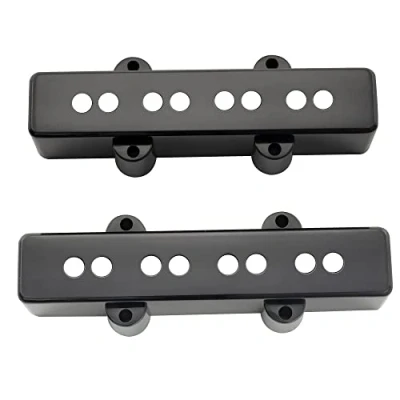 Abbildung von Musiclily Pro Kunststoff F63/R65mm Jazz Bass Tonabnehmer Abdeckung Pickup Kappen Set für Fender J Bass, Schwarz (2 Stück)