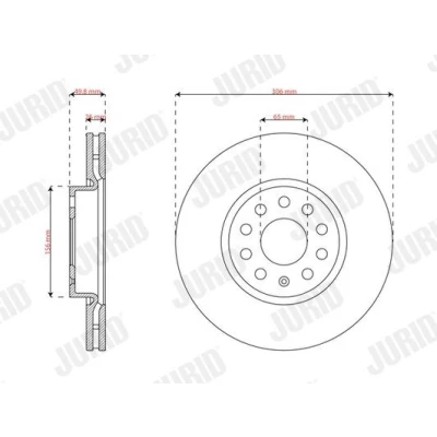 Abbildung von FERODO Bremsscheibe VOLKSWAGEN: Golf VIII Schrägheck, Variant, AUDI: A3 Sportback, Limousine 306mm 26mm 5 65mm Belüftet DDF3182C