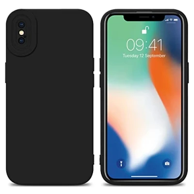 Abbildung von Cadorabo Hülle kompatibel mit Apple iPhone XS MAX Schutzhülle TPU Silikon Case Liquid Design Kameraschutz Slim Kratzfest Weiche Gummi Rundumschutz für in Schwarz