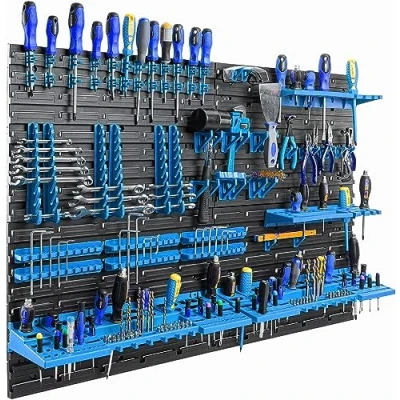 Abbildung von botle Werkzeugwand 115,8 x 78 cm Werkstattregal Werkzeugträger Werkzeughalter BLAU Kunststoff Garage Werkstatt Wand