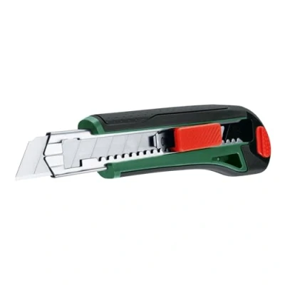 Abbildung von Bosch Cutter Messer (extra scharfes mit 18mm Abbrechklingen; SK5 Stahl; ergonomischer Softgrip; Auto Lock Klingenarretierung, automatischer Klingennachschub)