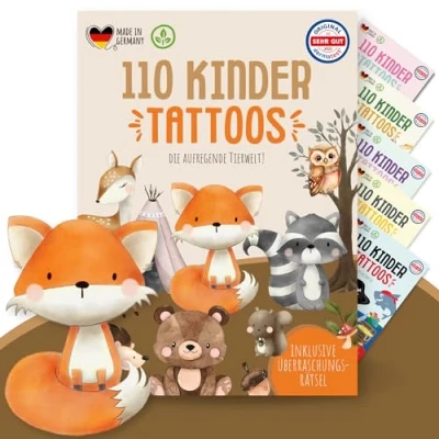 Abbildung von MeinBaby123® Kindertattoo 110 hautfreundliche Kinder Tattoos, süße Tiere