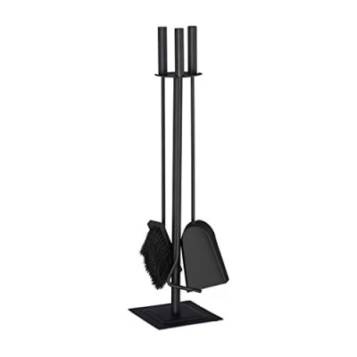 Abbildung von relaxdays Kamingarnitur Kaminbesteck 4 teilig schwarz