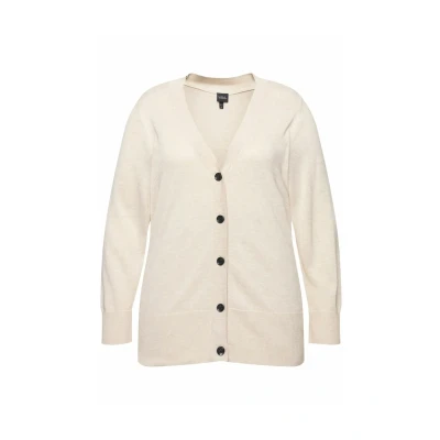 Abbildung von Ulla Popken Strickjacke, Damen, Größe: 42/44, Nature melange