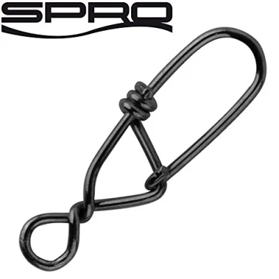 Abbildung von Spro Matt Black Snagless Snap Einhänger zum Spinnfischen, Snaps für Spinnvorfach, Hechtwirbel, Stahlvorfach, Hechtmontage, Größe/Tragkraft/Packungsinhalt:Gr. 3 / 30kg 15 Stück