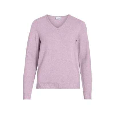 Abbildung von VILA Vneck Strickpullover, Damen, Größe: Small, Altrosa