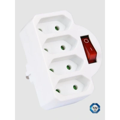 Abbildung von HEITECH 4 Wege Steckdosenadapter mit Schalter und Kindersicherung Mehrfachsteckdose