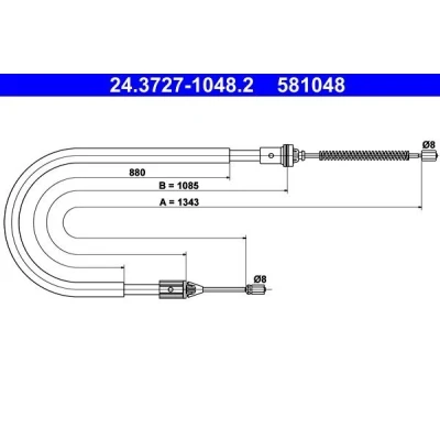 Abbildung von ATE 24.3727 1048.2 Handbremsseil 1343 RENAULT: CLIO 2