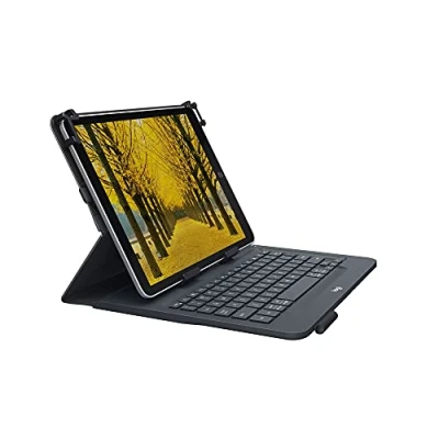 Abbildung von Logitech Universal Folio Tablet Hülle mit Kabelloser Tastatur, Bluetooth, 2 Jahre Batterielaufzeit, Für 9 Zoll 10 Tablets, Apple, Android &amp; Windows OS, Deutsches QWERTZ Layout