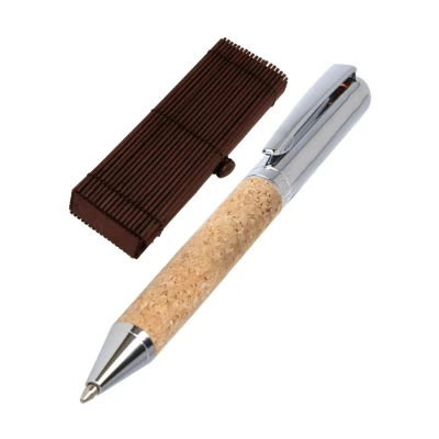 Abbildung von Online Kugelschreiber Cork, Kuli mit natürlicher Kork Veredelung, inklusive Großraummine blau, dokumentenecht, in Geschenkbox aus Holz, 1 Stück (1er Pack)
