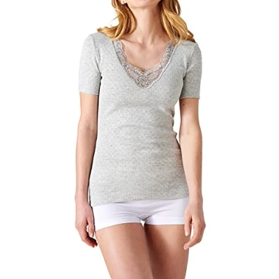 Abbildung von Damart Damen Kurzarm Shirt, Wärmegrad Intense 4. Unterwäsche, Grau, Large