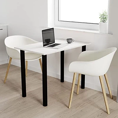 Abbildung von AKKE mikon 60x40 Esszimmertisch Esstisch Tisch mit SCHWARZEN Beinen Küchentisch Bürotisch White Craft