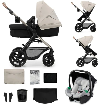 Abbildung von Kinderkraft MOOV2 Kinderwagen 3 in 1 Kinderwagenset bis 26 kg mit Kindersitz I SIZE 40 75 cm, Buggy Funktion, Liegeposition verstellbar, Große ausziehbare Verdeck, Eva Schaum Räder, Grau