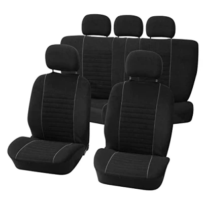 Abbildung von CARPOINT Velours 0310504 Sitzschonbezug schwarz/grau Polyester vorne und hinten