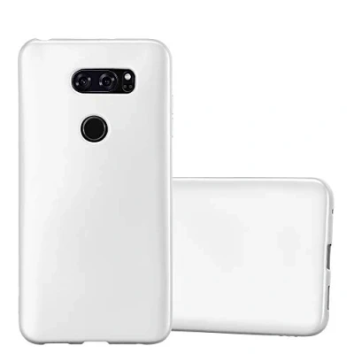 Abbildung von Cadorabo Hülle kompatibel mit LG V30 V30+ V30S V30S+ Schutzhülle TPU Silikon Case Metallic Design Slim Kratzfest Weiche Gummi Rundumschutz für in Silber