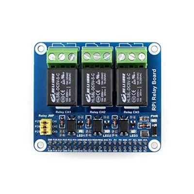 Abbildung von Waveshare RPi Relay Board, with 3 Way Control, Pi 40PIN GPIO Extension Header, Compatible Raspberry Series Boards, Used for to Control High Voltage/Current Devices
