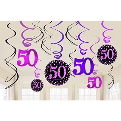 Abbildung von Dekoration Wirbel 50 funkelnder Schwarzrosa