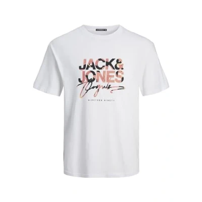 Abbildung von JACK&amp;JONES Herren JORARUBA AOP BACK Tee SS CREW T Shirt, Bright White, Small