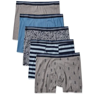 Abbildung von Amazon Essentials Herren Boxershorts Unterwäsche ohne Etikett, 5er Pack, Ananas/Blumenaufdruck/Streifen, XXL