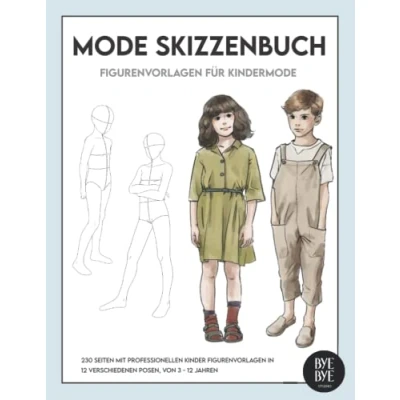Abbildung von Mode Skizzenbuch: Figurenvorlagen für Kindermode, 230 Seiten professionelle Kinder Silhouetten in 12 verschiedene Posen, von 3 Jahren