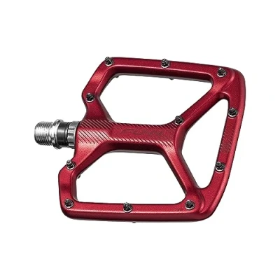Abbildung von Funn Python Flache Fahrradpedale Breite Plattform für BMX/MTB Mountainbike, 9/16 Zoll CrMo Achse (Rot)