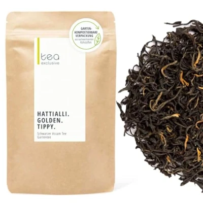 Abbildung von Assam Tee Hattialli Golden Tippy Schwarzer Single Origin Gartentee floral, würzig, komplex 100g Beutel tea exclusive