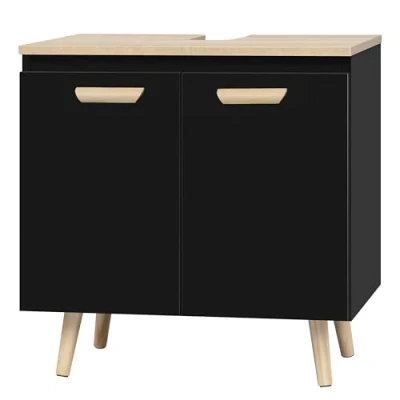 Abbildung von EUGAD Waschbeckenunterschrank Badschrank Unterschrank mit 2 Türe Schwarz