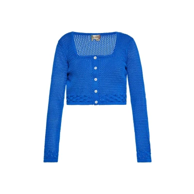 Abbildung von myMo Strickjacke, Damen, Größe: 34, Kobaltblau