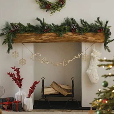 Abbildung von Ginger Ray Künstliche Blätter Weihnachten Beeren &amp; Tannenzapfen Kamin Girlande Dekoration 1,8 m