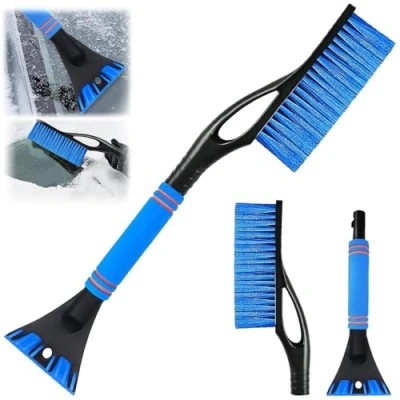 Abbildung von Mino Plus 2in1 Set Premium Eiskratzer,windschutzscheibe eiskratzer, Windschutzscheibe Schneereinigung,Schneebesenwerkzeug mit Schaumstoffgriff für Windschutzscheiben von Pkw, SUV und LKW (Blau)