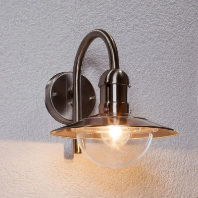 Abbildung von Lindby Außen Wandleuchte Damion, Leuchtmittel nicht inklusive, Modern, edelstahl, Polycarbonat, klar, 1 flammig, E27
