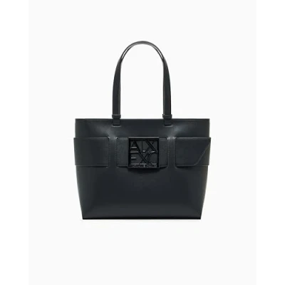 Abbildung von Armani Exchange Women&#039;s Essential, Susy, Square Logo Shopping S, Black