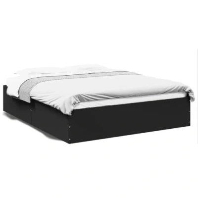 Abbildung von vidaXL Bettgestell, Bett Doppelbett für Schlafzimmer, Bettrahmen mit Lattenrost, Schlafzimmerbett Modernes Design, Schwarz 160x200cm Holzwerkstoff